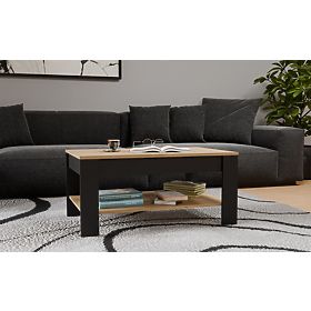 Couchtisch OHIO EICHE ARTISAN SCHWARZ Tisch Regal Für Wohnzimmer 93x58x43,5 Cm