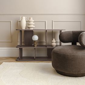 Entspannungssessel Dolce, runde Formen, braunes Espresso, Walnuss, lectus