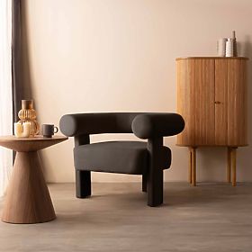 Entspannungssessel Hella braun, samtig, abgerundet, lectus