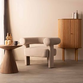 Entspannungssessel Hella hellbeige, samtig, abgerundet, lectus