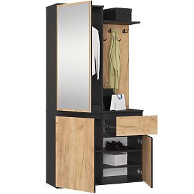 FLURMÖBELSET ENTRO PK SCHWARZ / EICHE CRAFT