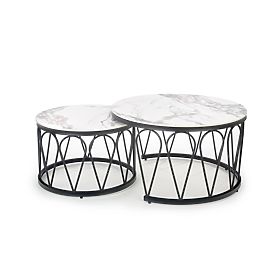 FORMOSA Set aus 2 Bänken, weißer Marmor / schwarz (2p=1Stk)