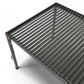 Freistehende Gartenpergola Antilla aus Aluminium, 6x3 m, bioklimatisch, bewegliche Lamellen, anthraz