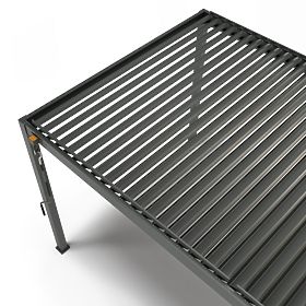 Freistehende Gartenpergola Antilla aus Aluminium, 6x3 m, bioklimatisch, bewegliche Lamellen, anthraz
