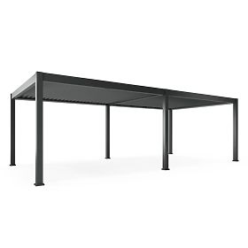 Freistehende Gartenpergola Lumera aus Aluminium, 4x8 m, bioklimatisch, LED-Beleuchtung, elektrisch