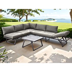 Garten-Ecksofa aus Aluminium mit Tisch RADIOSO mit verstellbarer Rückenlehne