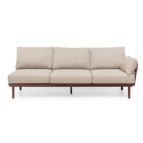 Garten-Ecksofa mit Tisch Amarello, Aluminium, Geflecht, hellbeige/bordeauxbraun