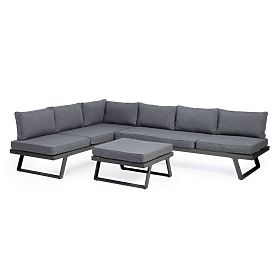 Garten-Ecksofa mit Tisch Lafoole Lunge, Spun-Poly, dunkelgrau