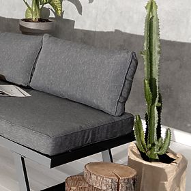 Garten-Ecksofa mit Tisch Lafoole Lunge, Spun-Poly, dunkelgrau