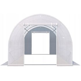 Garten-Folientunnel 3x2x2 m multifunktionaler Metallrahmen weiße Folie 2 Eingänge