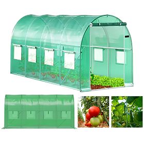 Garten Folientunnel Gewächshaus 4x2x2 m 8 m² Metallrahmen Folie UV 2 Eingänge
