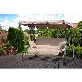 Garten-Schaukel 2-in-1 klappbar mit Kissen beige, MultiGarden