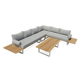Gartenecksofa mit Tisch San Piero 2, Teakholz FSC, grau/natur
