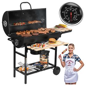 Gartenkohlegrill 2 Roste Aschekasten BAREL WOOD