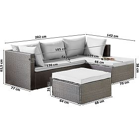 Gartenmöbel-Set FLORENCJA graues Sofa Ottomane