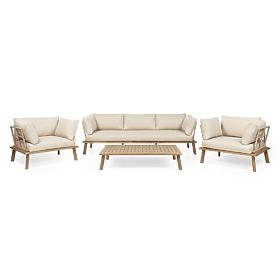 Gartenmöbel-Set Penne Eukalyptusholz FSC, Aluminium, Beige