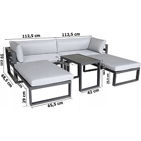 Gartenmöbelset SANTO grau Aluminium
