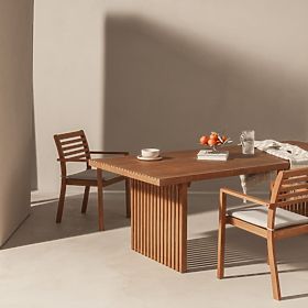 Gartenstuhl Familis ll Eukalyptusholz FSC, Teak-Optik, hellgrau