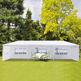Gartenverkaufszelt Pavillon 3x9 m 8 Wände weiß MultiGarden