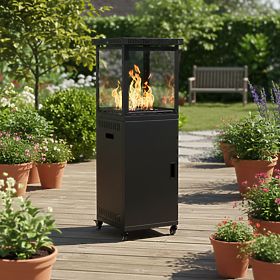 Gasheizstrahler Radiator 13 kW Glas für Garten Patio Reduzierer Vulkansteine, MultiGarden