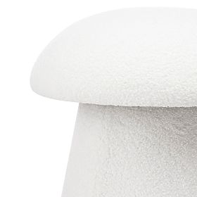 Gepolsterter Pouf Cap, weiß, Bouclé, abgerundete Formen