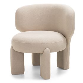 Gepolsterter Sessel Elaine beige, Bouclé, abgerundete Formen
