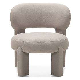 Gepolsterter Sessel Falone graubeige, Bouclé, rund
