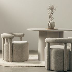 Gepolsterter Sessel Glen grau, abgerundete Formen