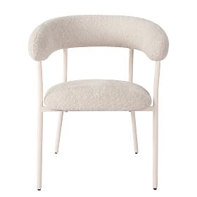 Gepolsterter Stuhl Campo, beige/weiße Beine, Bouclé
