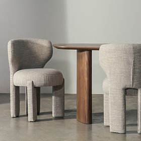 Gepolsterter Stuhl Elaine beige, runde Form, lectus