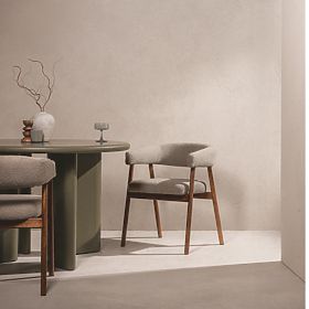 Gepolsterter Stuhl Giovani, hellbraun/Eichenholz, abgerundet, lectus