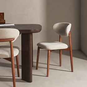 Gepolsterter Stuhl Merano beige/helles Nussbaum