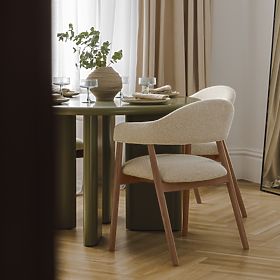 Gepolsterter Stuhl Sorrento, beige, Bouclé/helles Nussbaum, lectus