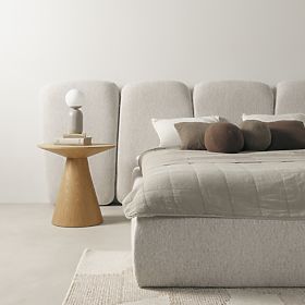 Gepolstertes Bett Fencee 160x200 cm, mit Lattenrost, abgerundet, hellbeige, lectus