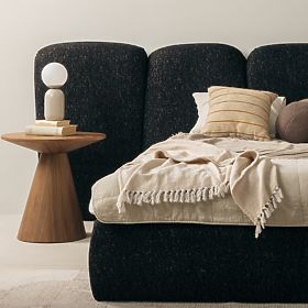 Gepolstertes Bett Fencee 160x200 cm, mit Lattenrost, abgerundet, schwarz, lectus