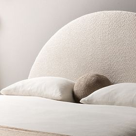 Gepolstertes Bett Orbi 160x200 cm, mit Lattenrost und Stauraum, abgerundet, beige