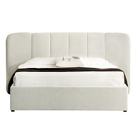 Gepolstertes Bett Snoovia 160x200 cm, mit Lattenrost und Stauraum, hellbeige, lectus