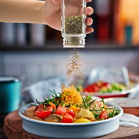 Gewürzregal ENELDO mit 24 Gläsern + 72 Etiketten