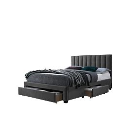 GRACE 140 Bett mit Schubladen aus grauem Samt (3p=1Stk)