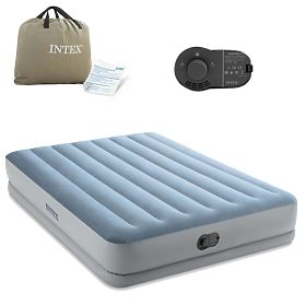 Große aufblasbare Matratze für zwei Personen 203x152x36 cm mit eingebauter elektrischer Pumpe Bett I, INTEX