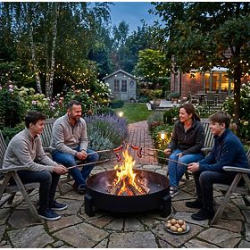 Große robuste gusseiserne Gartenfeuerschale 60 cm mit Griffen ideal für Lagerfeuer