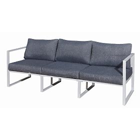 Großes dreisitziges Terrassensofa 204 cm MOSTRARE weißes Aluminium
