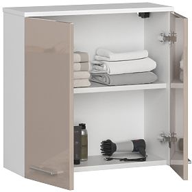 Hängeschrank W 60 cm FIN 2D - Weiß-Cappuccino Hochglanz