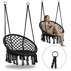 Hängesessel Boho Gartenschaukel Schwarz MultiGarden