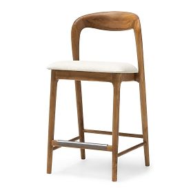 Harper Holzbarhocker, abgerundet, natur/hellbeige