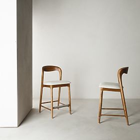 Harper Holzbarhocker, abgerundet, natur/hellbeige