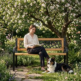 Holz-Gartenbank mit Gitterrückenlehne 118x52 cm Parkbank MultiGarden