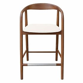 Holzbarhocker Ludvika 2.0, abgerundet, Nussbaum/Creme
