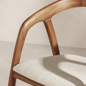 Holzstuhl Sande abgerundet, natur/creme, Teakholz, lectus