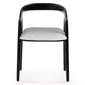 Holzstuhl Sande abgerundet, schwarz/hellbeige, Teakholz, lectus